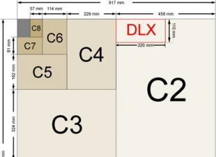 Sizes of formats A0, A1, A2, A3, A4, A5, ... A10